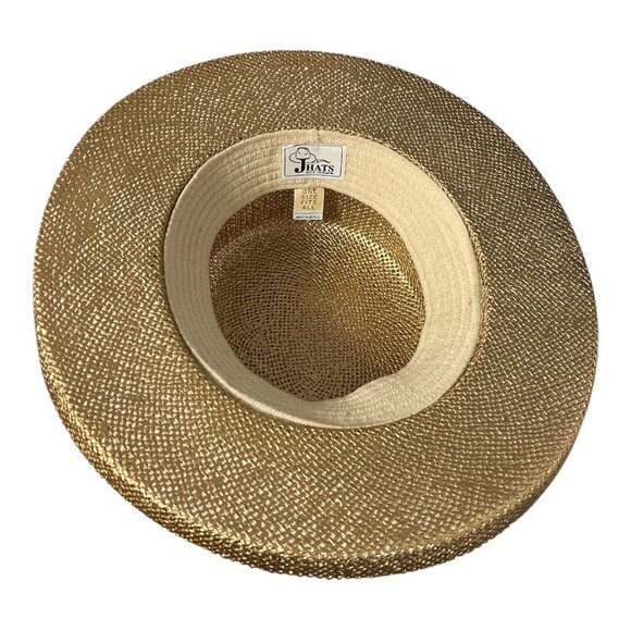 Vintage J Hats Gold Woven Straw Hat Made in Mexico One Size - Picture 4 of 6